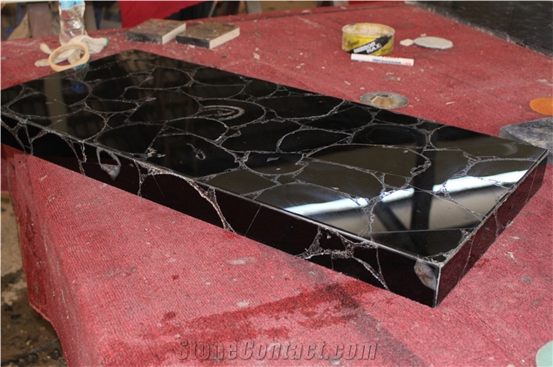 Black Agate Gemstone Tea Tables