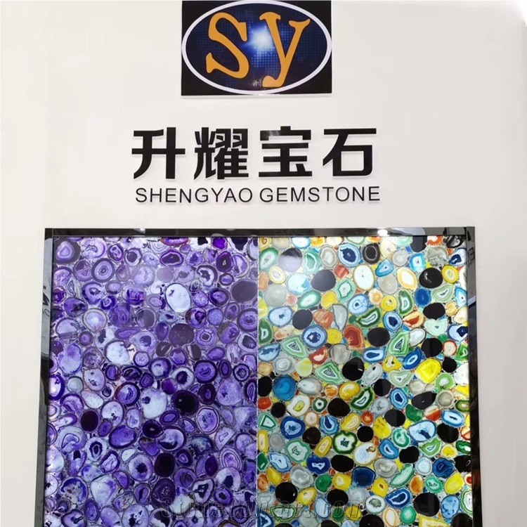 Blue Agate Semi Precious Stone Wall