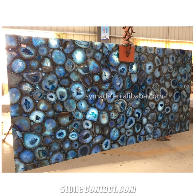 Blue Agate Semi Precious Stone Wall