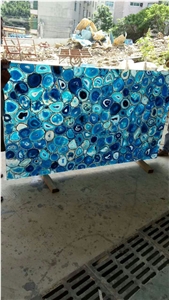 Blue Agate Semiprecious Stone Kitchen Countertops