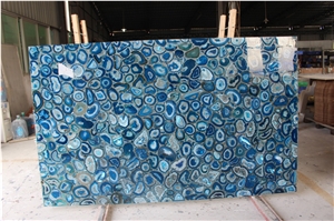 Blue Agate Semiprecious Stone Tiles Panels
