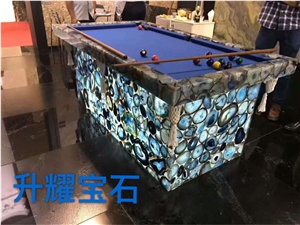 Blue Agate Stone Pool Table