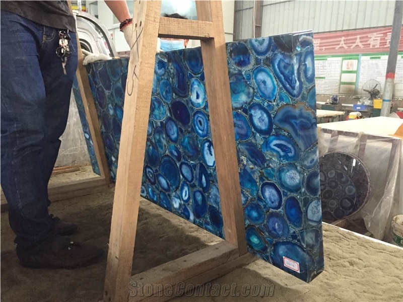 China Blue Agate Semi Precious Stone Slabs Supplier