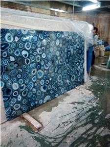 Customized Agate Blue Semiprecious Stone Slabs