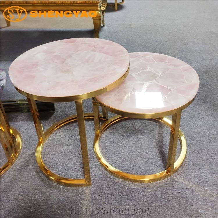 Custom Rose Quartz Crystal Table Top Countertop
