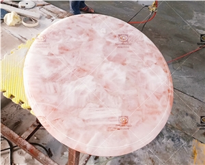 Custom Rose Quartz Crystal Table Top Countertop