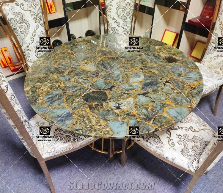 Custom Semi Precious Stone Dining Table Countertop