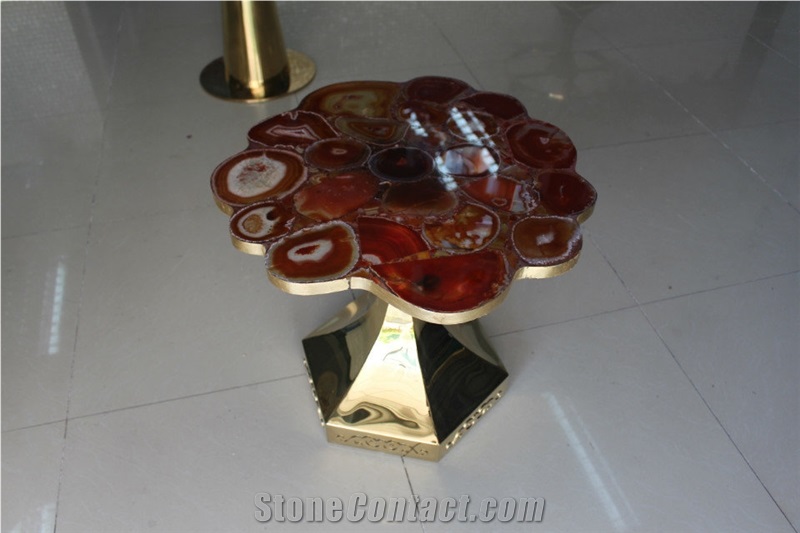 Dining Table Red Agate Table Top Round Table Top