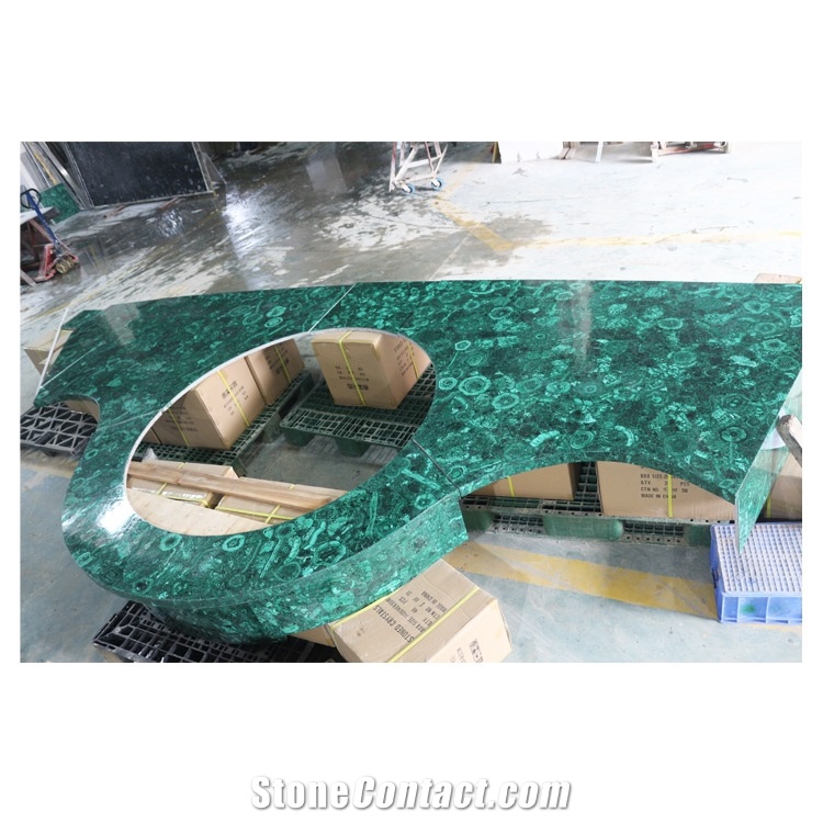 Green Luxury Malachite Semiprecious Stone Table Tops
