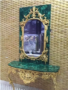 Green Malachite Mirror Frame for Interior Decoration