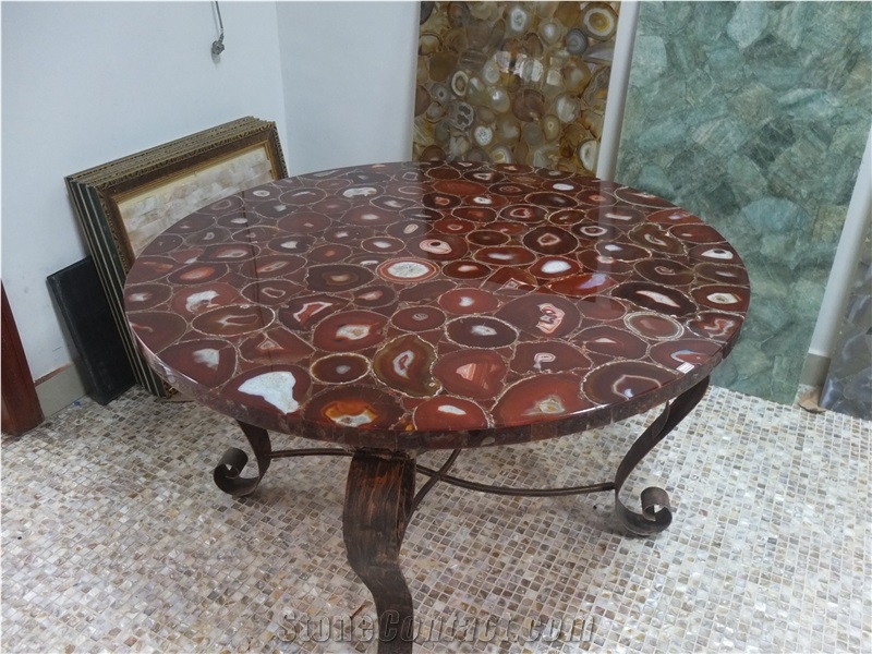 Handmade Round Agate Table Top