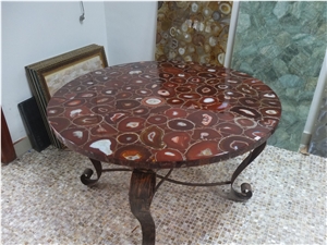 Handmade Round Agate Table Top