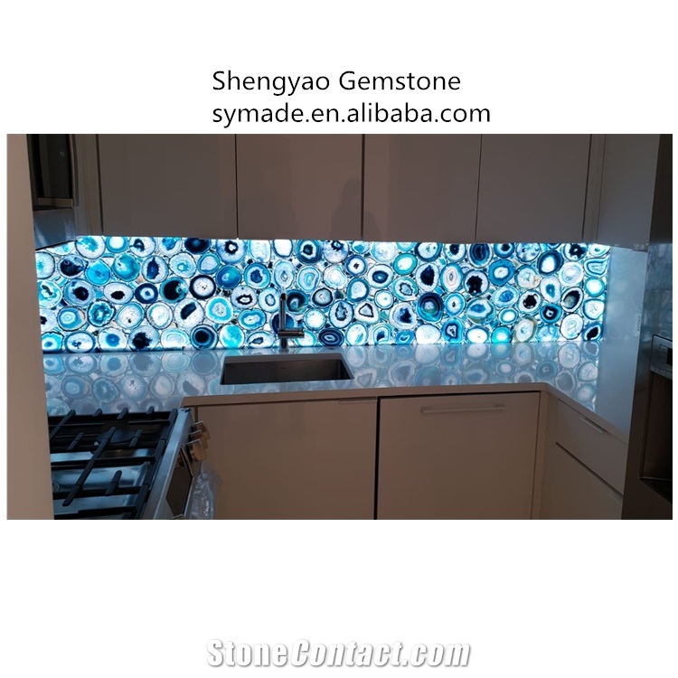 Kitchen Wall Decoration Natural Blue Agate