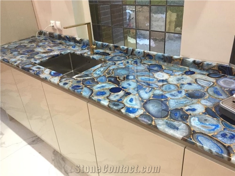 Kitchen Wall Decoration Natural Blue Agate
