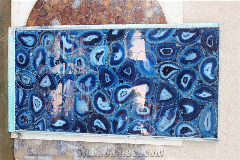 Luxury Blue Agate Large Agate Semiprecious Stone Slab