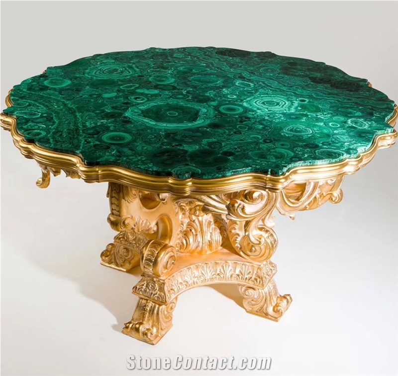 Luxury Precious Stone Malachite Inlay Table