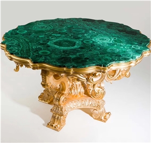 Luxury Precious Stone Malachite Inlay Table