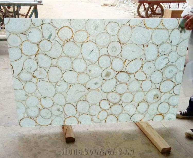 Natural Blue Agate Tile Semi Precious Stone Slab