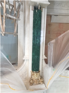 Natural Green Malachite Gem Stone Column