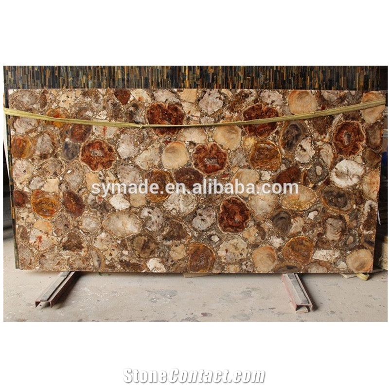 Natural Stone Petrified Wood Semiprecious Stone Table Top