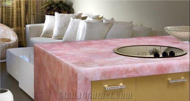 Pink Crystal Semi Preecious Stone Table Top