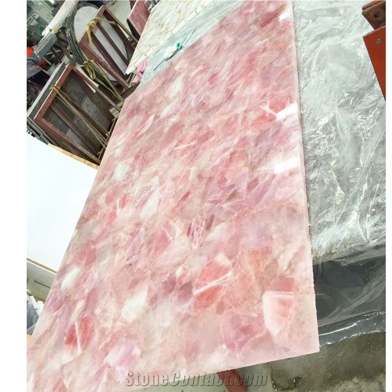 Pink Crystal Slabs Semiprecious Stone Slabs