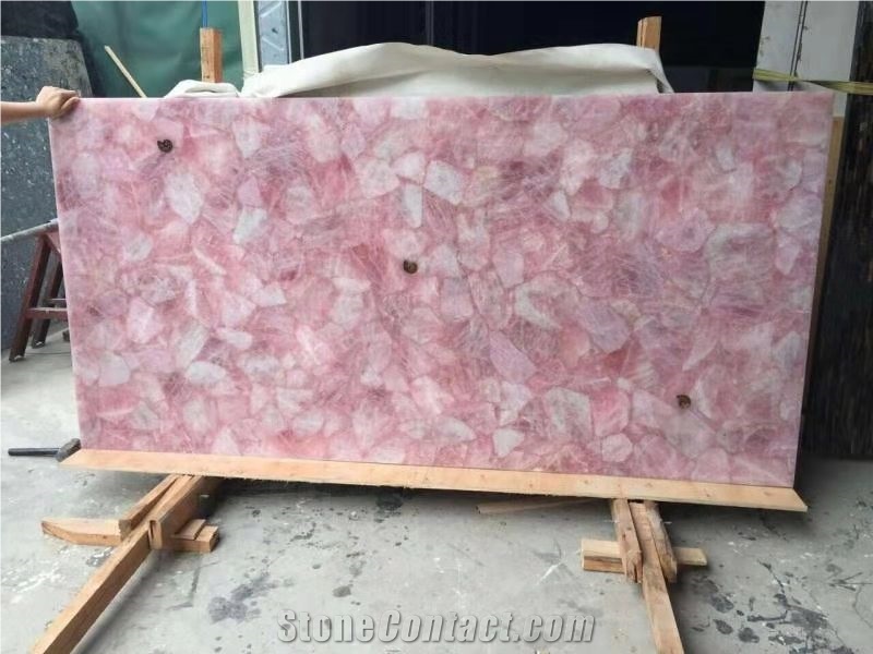 Pink Crystal Slabs Semiprecious Stone Slabs