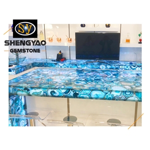 Semi Precious Stone Blue Agate Kitchen Top Bench Tops
