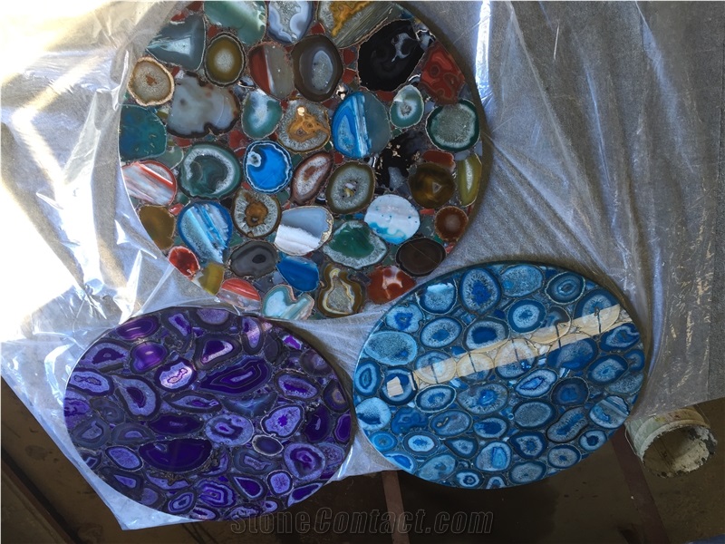 Semi Precious Stone Round Table Top