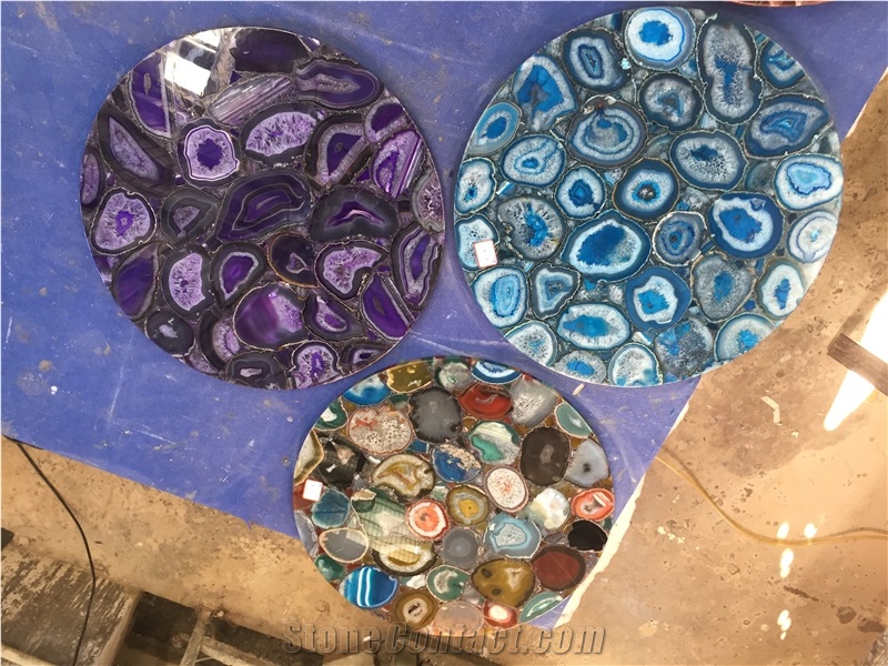 Semi Precious Stone Round Table Top