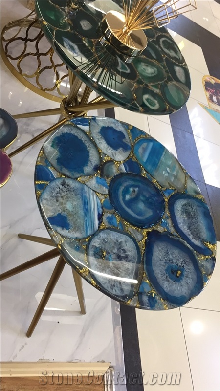 Semi Precious Stone Round Table Top