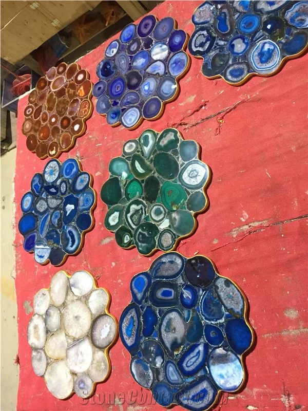 Semi Precious Stone Round Table Top