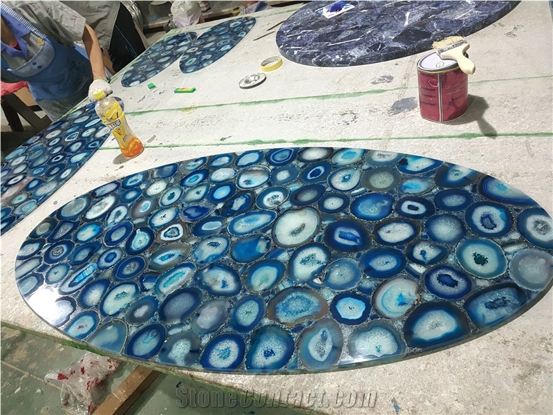 Semi Precious Stone Round Table Top