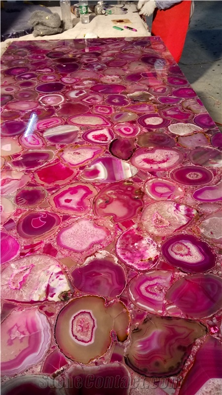 Semiprecious Stone Pink Agate Rose Stone Slabs