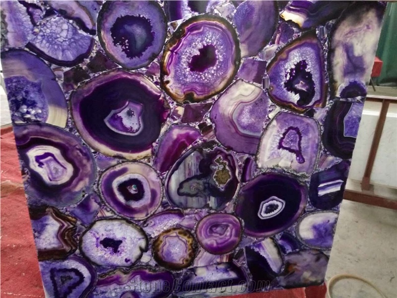 Semiprecious Stone Purple Agate Slabs