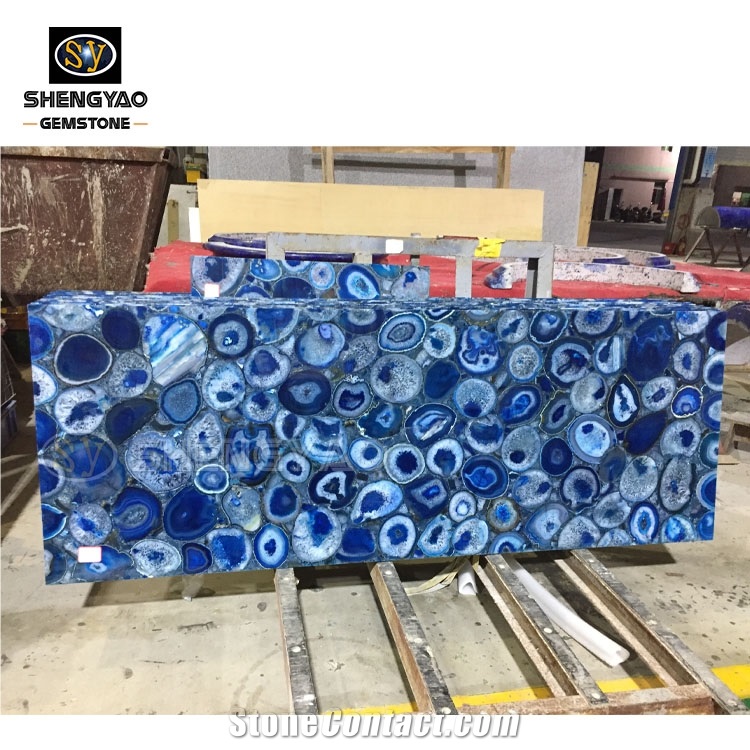Size 1220X2440mm Blue Agate Semiprecious Stone Big Slab