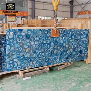 Size 1220X2440mm Blue Agate Semiprecious Stone Big Slab