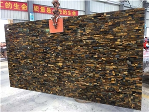 Tiger Eye Semiprecious Stone Panels Used for Wall