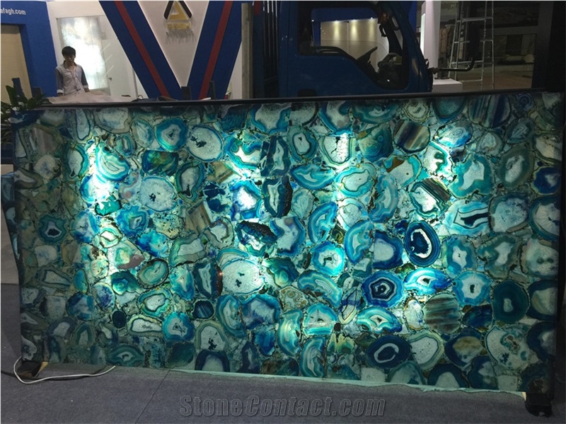 Translucent Panel Blue Agate Tile Blackit Slab
