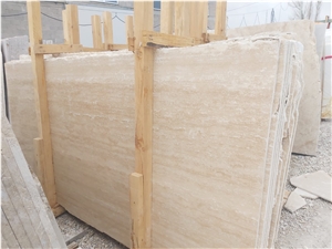 Veincut Light Travertine Filled and Polished Slabs