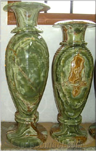 Onyx Flower Vases in Multi Green Onyx