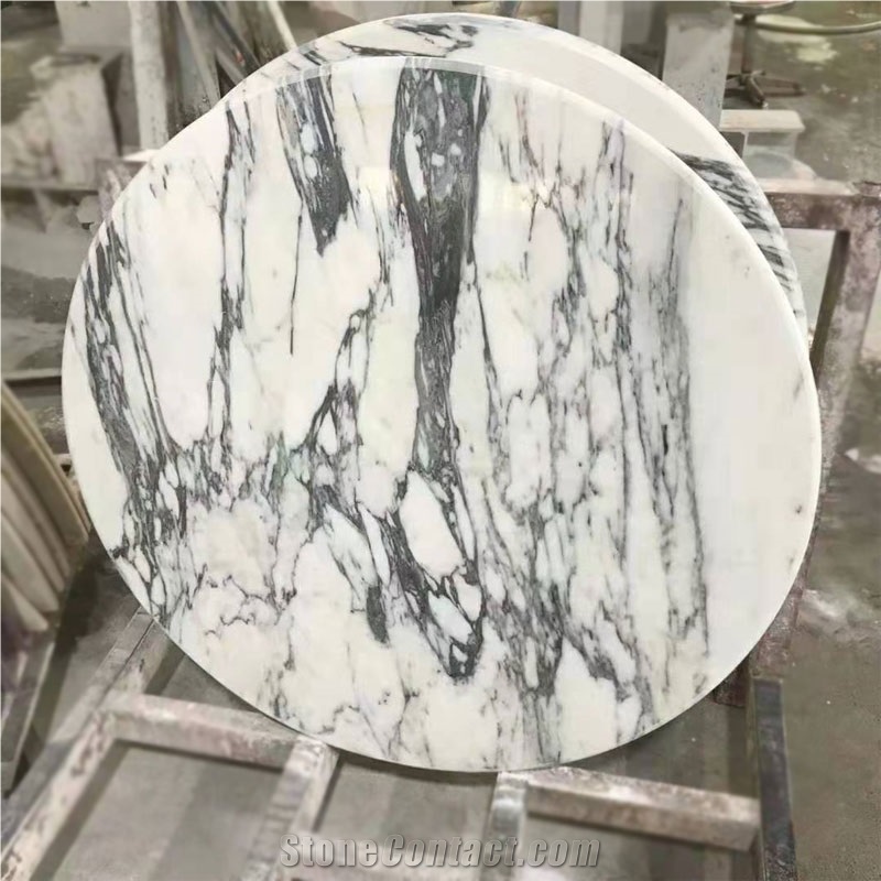 Arabescato Marble Table Top, Italian White Marble