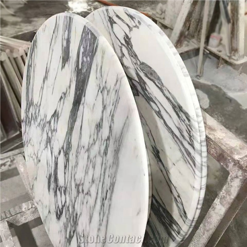 Arabescato Marble Table Top, Italian White Marble