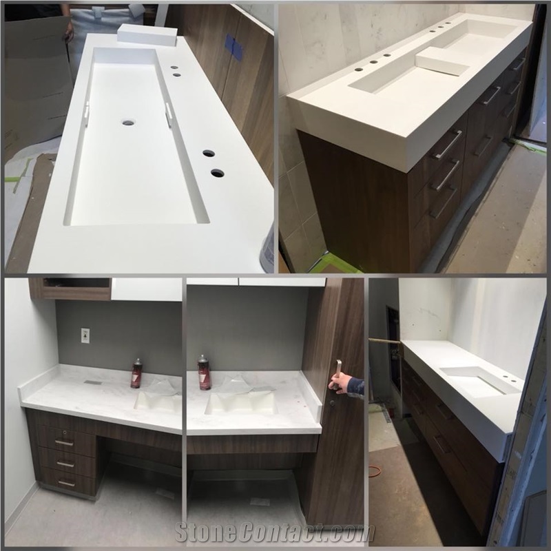 Custom or Standard Solid Surface Bathroom Tops
