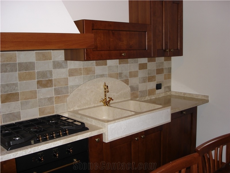 Italian Classic Beige Marble Kitchen Countertop