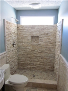 Ledge Stone Bathroom Design, Shower Design