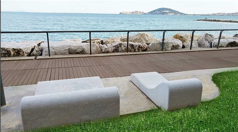 Perlatino Marble Urban Furniture, Outdoor Benches