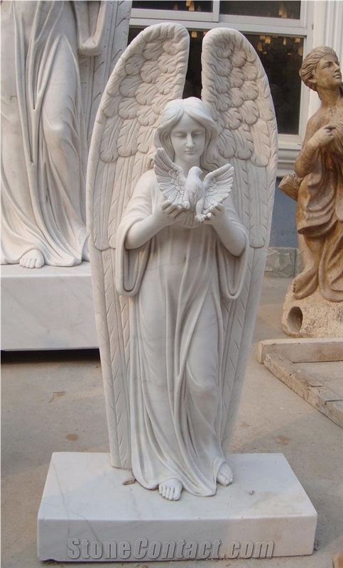 Angel Statue Holding a Dove Of Peace