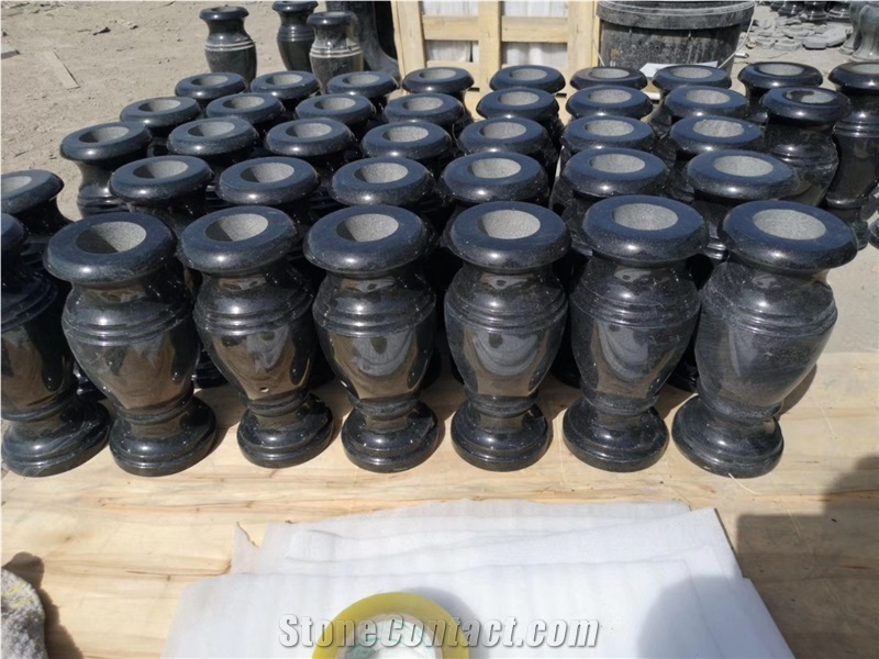 Black Granite Vases for Tombstone Factory Wholesel