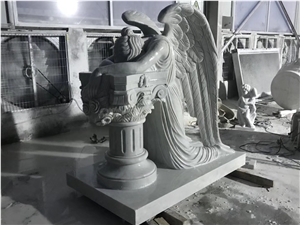 Cemetery Angel Statue Life Size White Marble